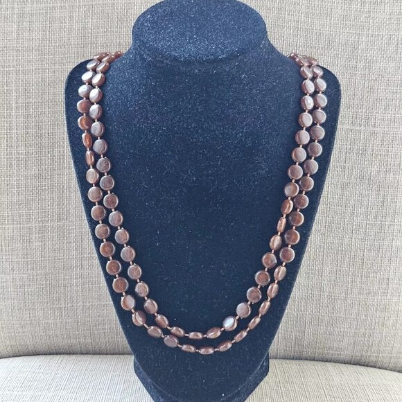Women Necklace Brown Plastic Beads Long Necklace Fashion Jewelry Unbranded - Picture 1 of 11